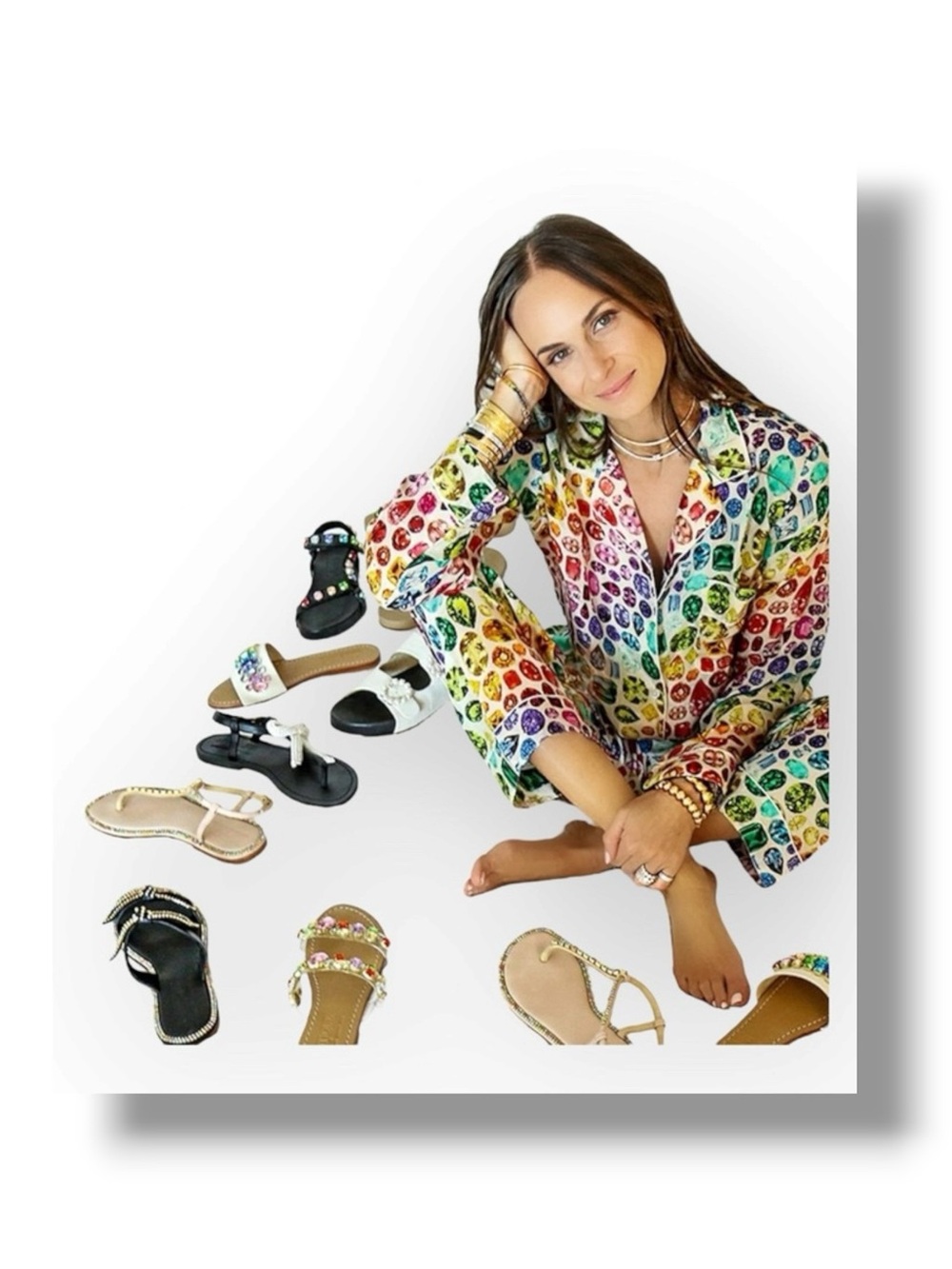 Mystique x Stephanie Gottlieb 𞠬 Liza Pearl Bow Flat Sandals 𞠬 Black Leather 𞠬 - Picture 14 of 16